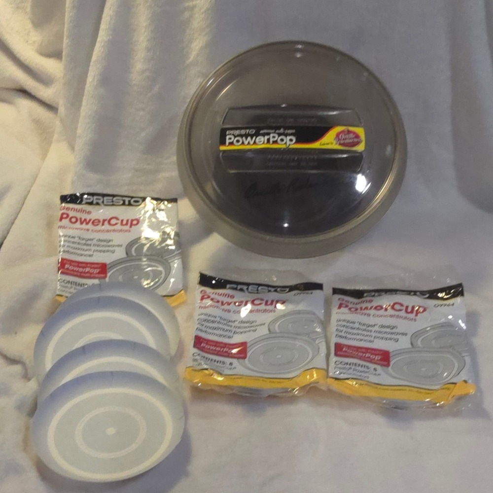 Presto PowerPop Microwave Popcorn Popper Bowl 04830 with 10 PowerCup Filters EUC